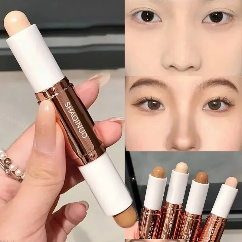 2-in-1 Dual Head Highlighting & Bronzer Stick Face Brightening Shaping Concealer Pencil Corrector Nose Shadow Contouring Cosmetics