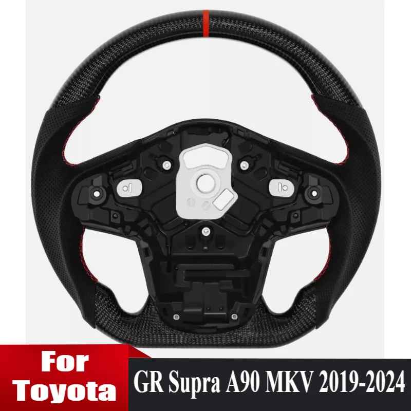 

Руль из углеродного волокна для Toyota GR Supra A90 MKV 2019-2024, перфорированный кожаный спортивный руль для гоночного автомобиля