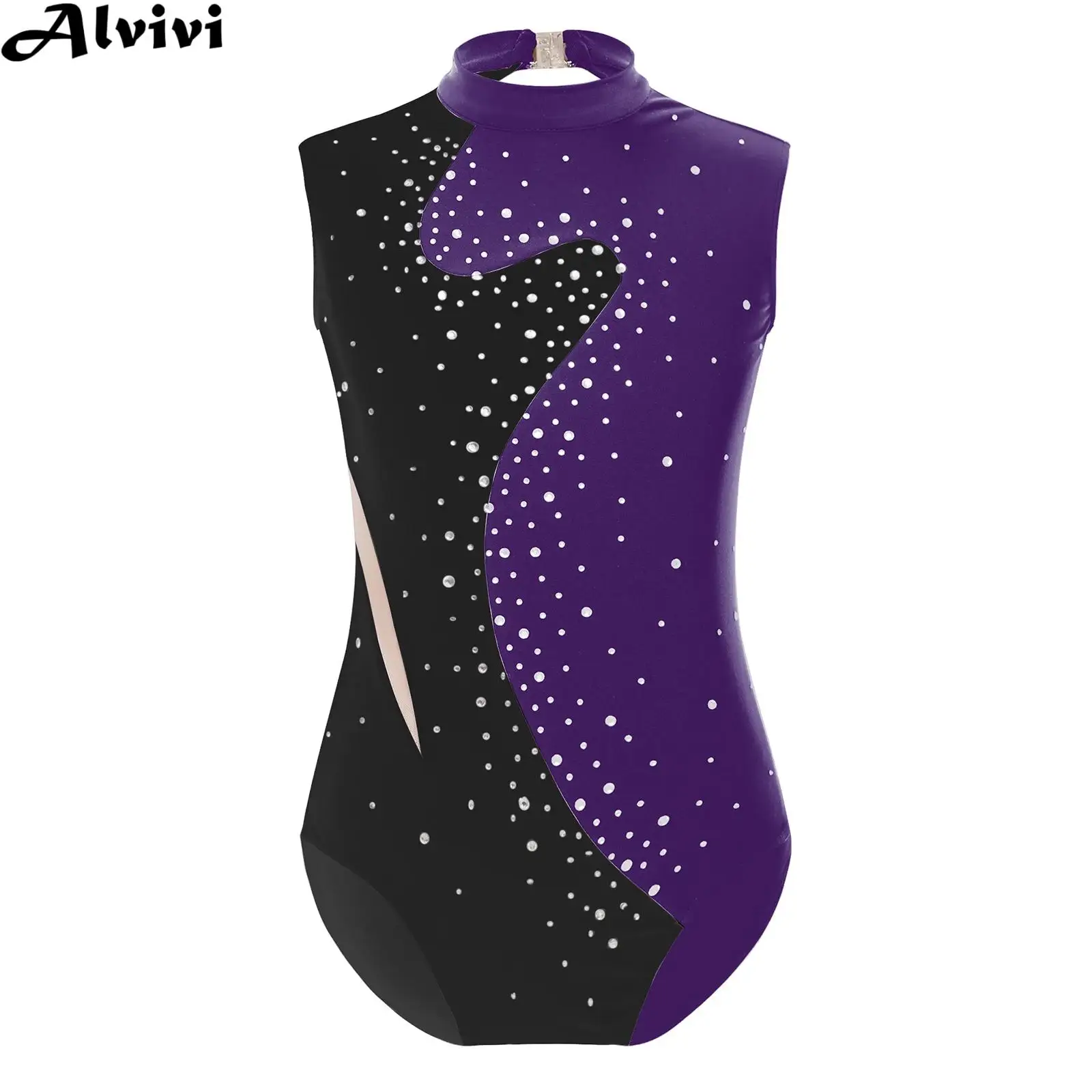 Justaucorps de brevde Ballet pour Fille, Costume de Performance AqAcrobatics, Patinage Artistique, Tenue de Batterie en Maille, Strass