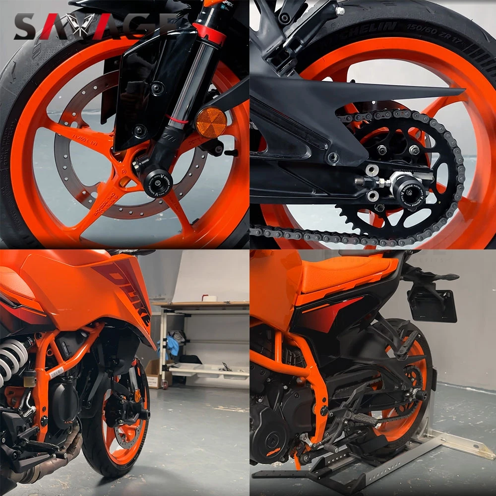 For 125 390 Duke 2024-2025 Front Fork Wheel Crash Slider Rear Axle Swingarm Spool Stand Slider Falling Protector 250Duke 390Duke