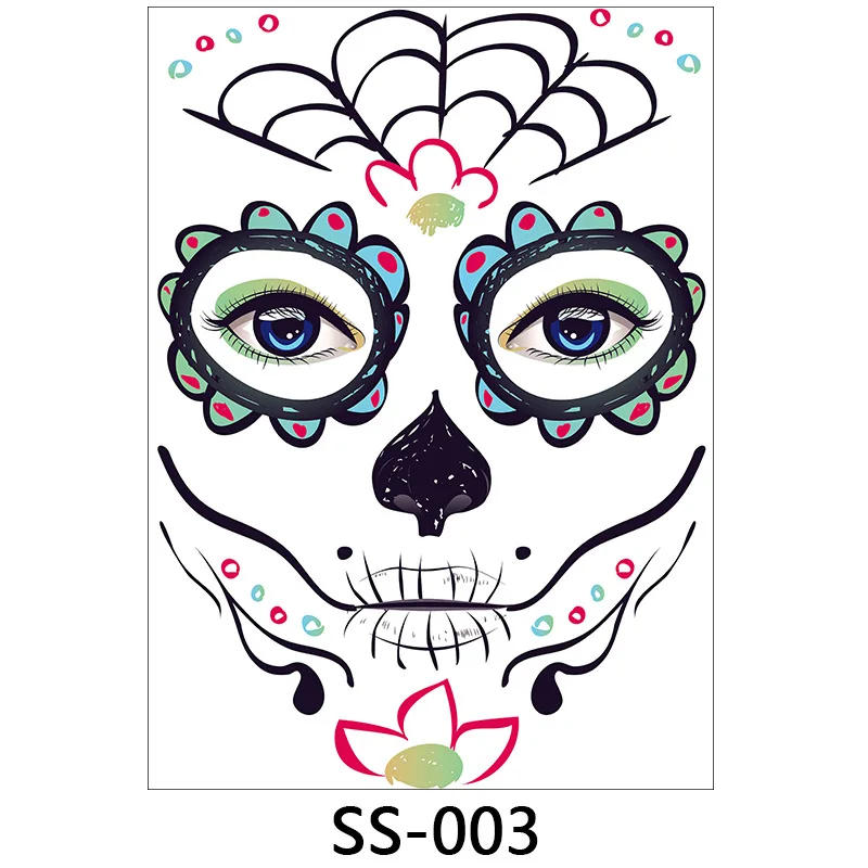1/10pcs  Face Tattoo Stickers Funnytemporary Halloween Face Stickers Masquerade Party Temporary Waterproof  Tattoo Stickers