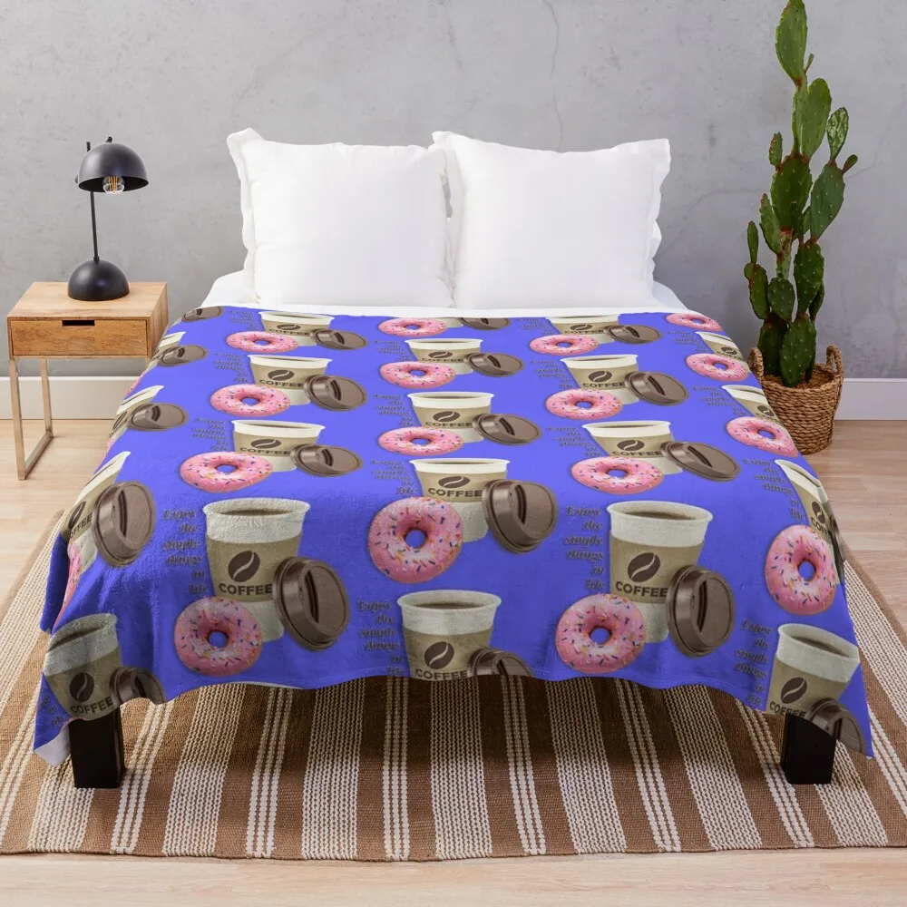 

COFFEE AND DONUT - #6666FF Throw Blanket sofa bed valentine gift ideas Blankets For Baby decorative Blankets