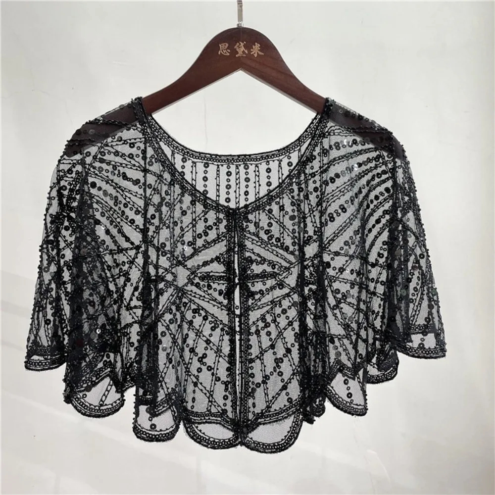 

Винтажная шаль в стиле 1920-х годов с пайетками, короткий жилет-накидка для вечеринок, женская шаль