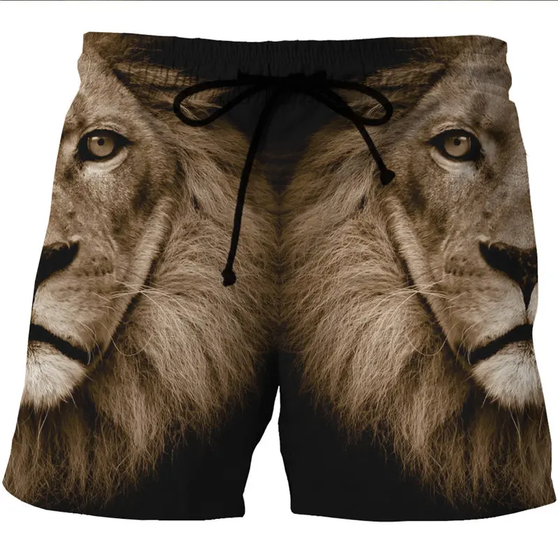 Men\'s Swimwear Fire Tiger/Lion 3d Surfing Board Short Kids Beach Shorts Men Trunks Masculina Swimsuit Sports Pants Briefs Boy