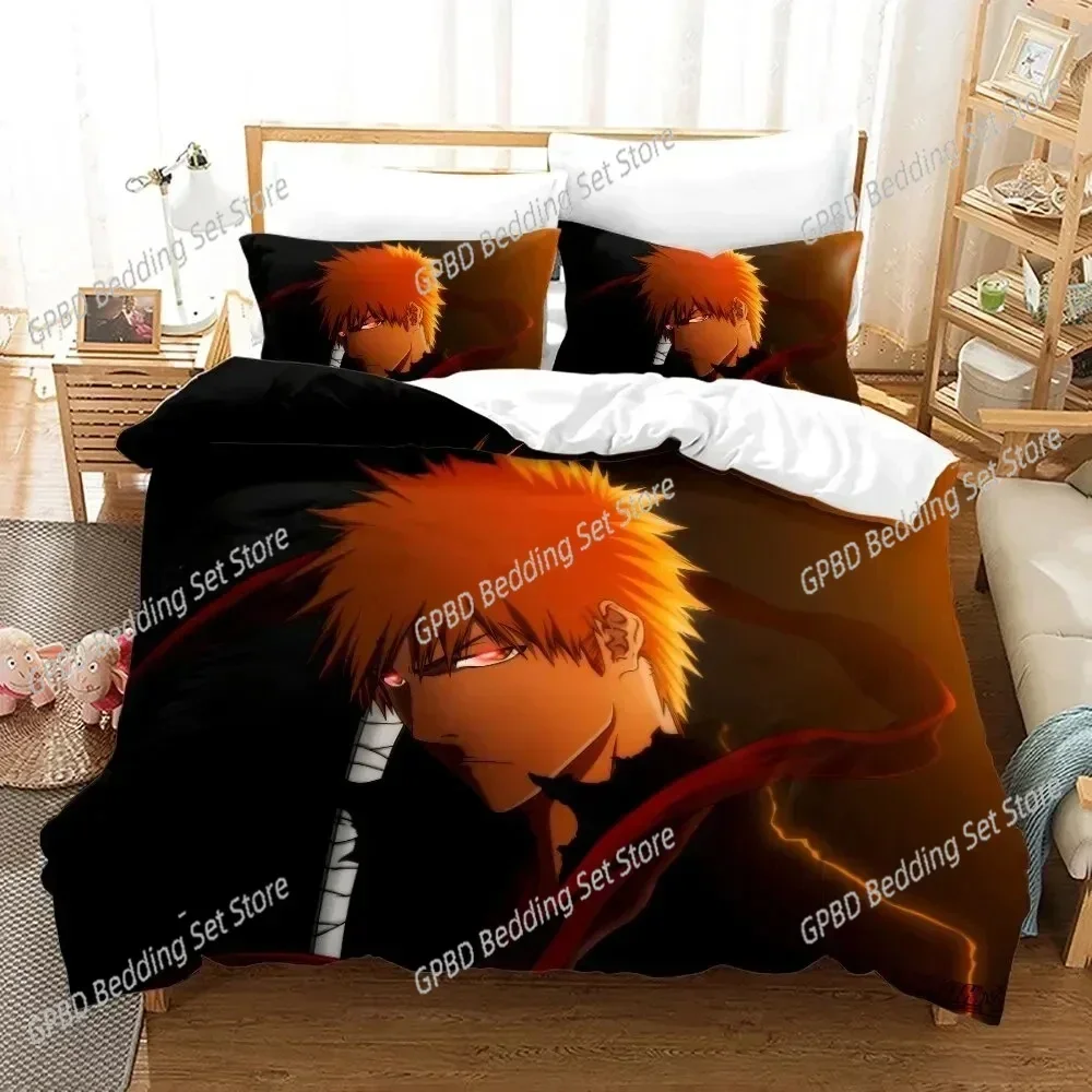 Anime Bleach Kurosaki Ichigo Bedding Set Boys Girls Twin Queen Size Duvet Cover Pillowcase Bed Adult Fashion Home Textileextile