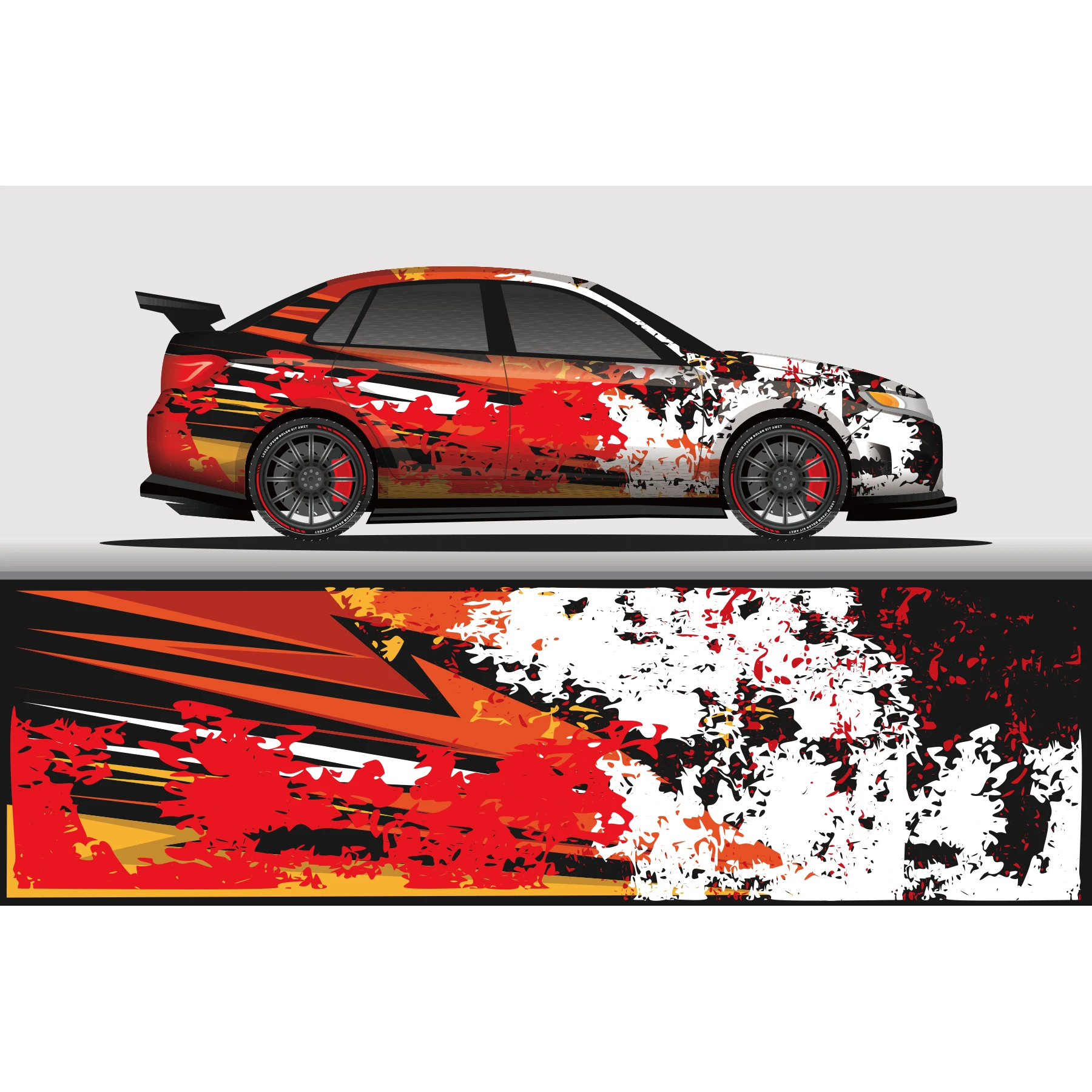 Graffiti Car Full Wrap Sticker Car Decal Decorative Cut Body Racing Graphic Decal Vinyl Wrap Modern Design Red Retro Height 58cm