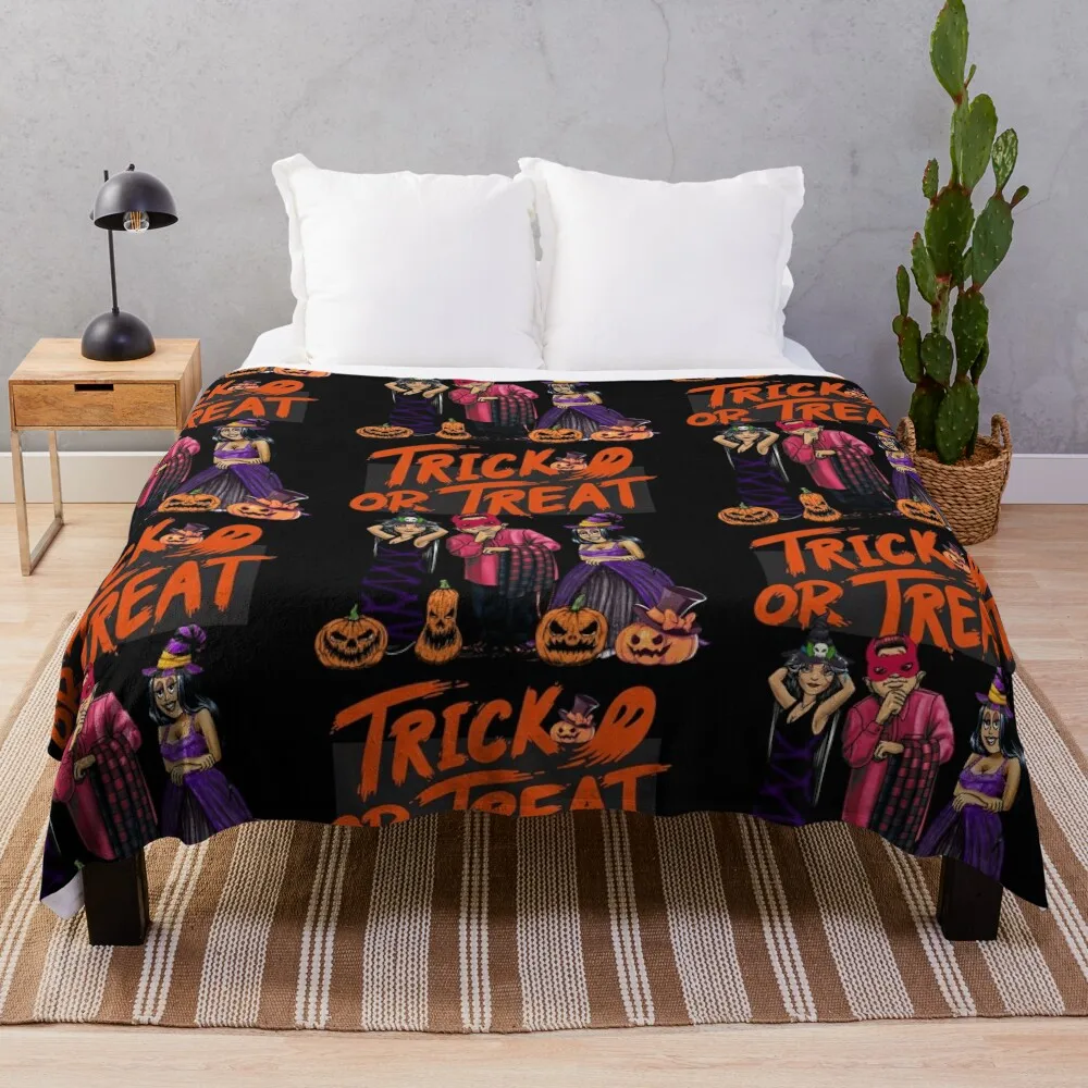 Trick or Treat Lil Homies Old School 90s Halloween Throw Blanket Plaid on the sofa Soft Big Stuffeds Warm Blankets