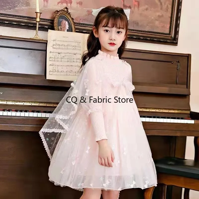 新しいカラフルな蝶結びメッシュ刺繍レース生地 DIY カーテンドレス子供服クリスマスドレスデザイナー生地