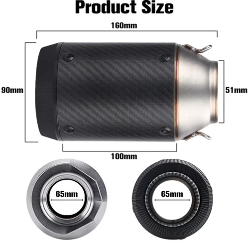 Imagen 2 del producto Silenciador Universal de fibra de carbono para motocicleta GP, Escape de 51mm, CNC, para Kawasaki Z900, FZ6, RC390, S1000XR