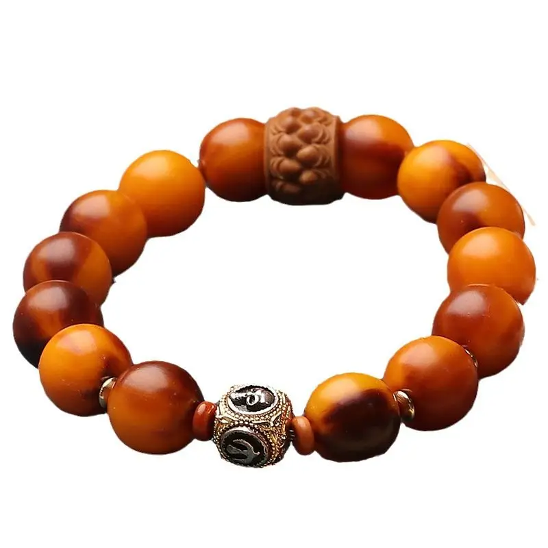 Fidelity Natural Mountain Tortoise Shell Bracelet Men and Women Gold Tortoise Shell Beads Bracelet Olive Nut Flexible Ring