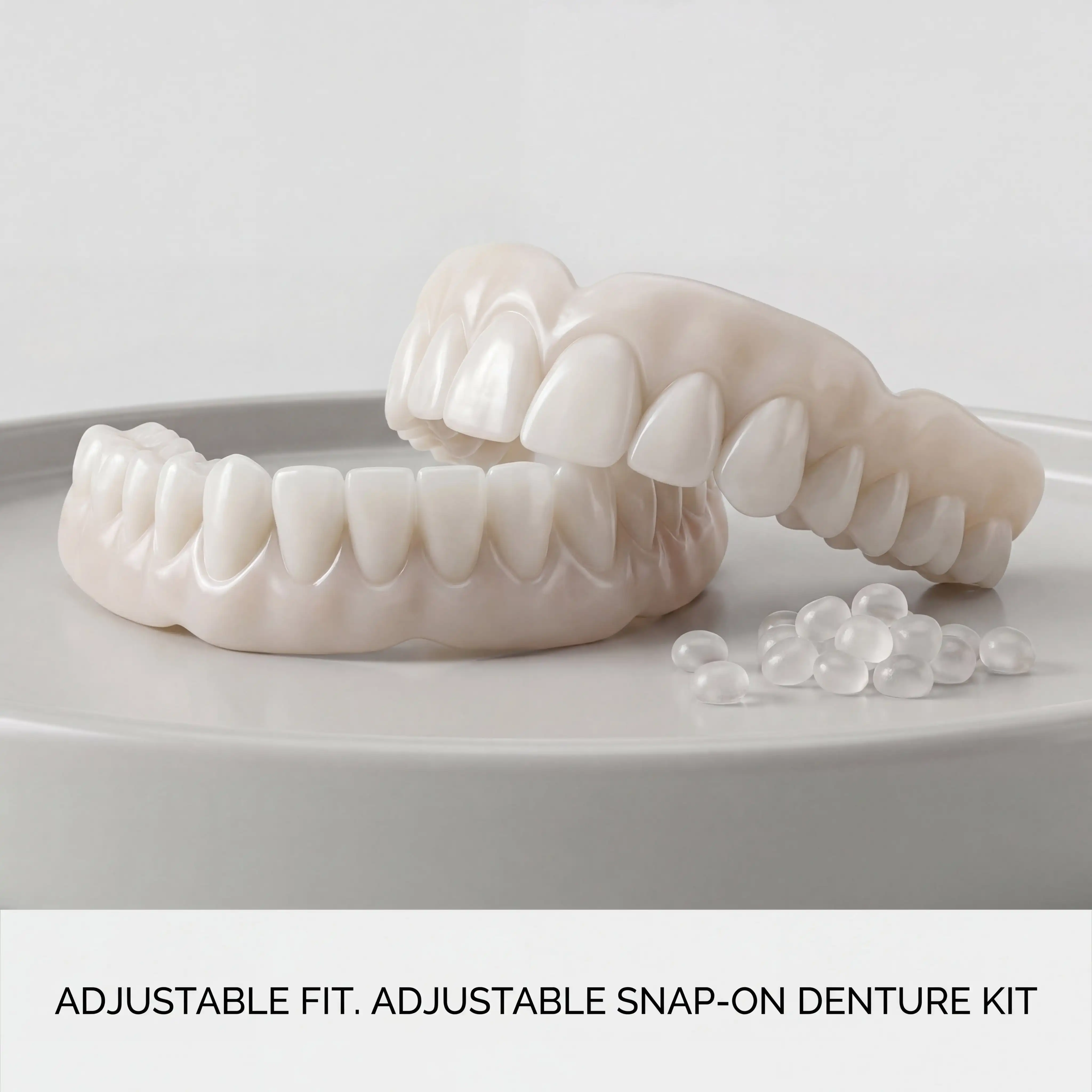 Temporary Denture Kit Adjustable False Teeth Cosmetic Denture Natural Looking Teeth Removable Smile Teeth Portable Denture Set