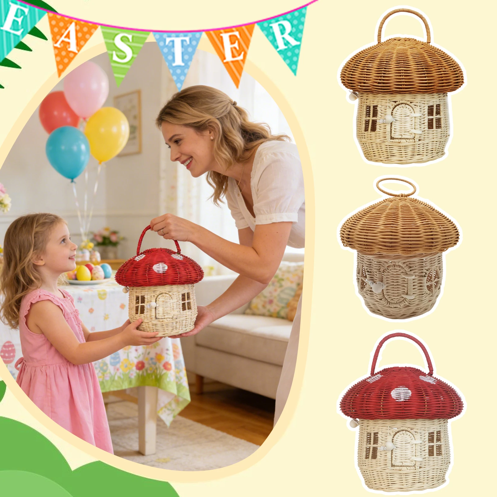 

Wicker Modeling Basket, Storage Basket, Children'S Outdoor Hand-Held Picnic Basket, Hand-Woven Flower Basket