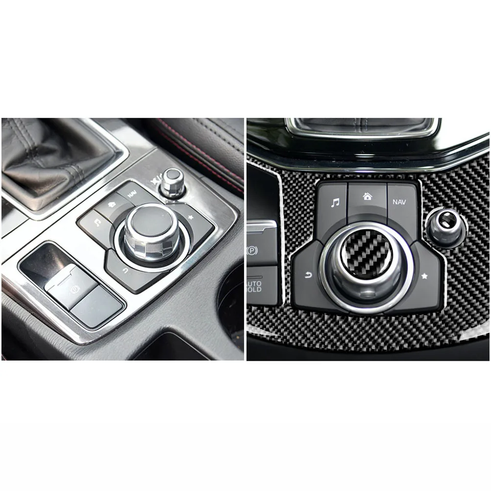 

2pcs Carbon Fiber Decal for Multimedia Button Cover Styling Car Accessories Lightweight Easy Install Auto Sticker
