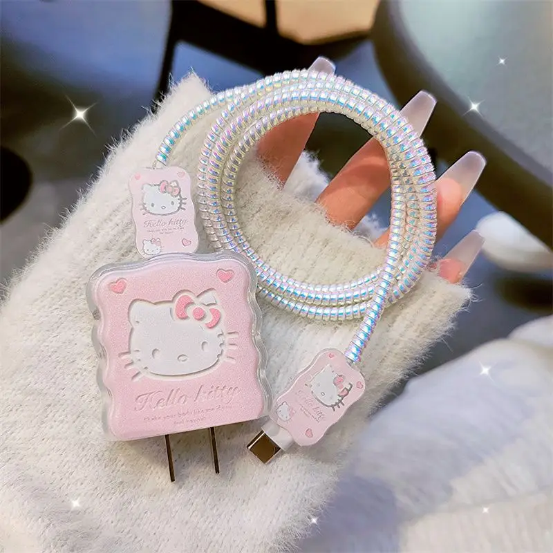 

Cute KT Case for iPhone 18W 20W Phone Data Cable Anti Break Case for iPhone 17 16 15 Pro Max Phone Charging Case Cable Winder