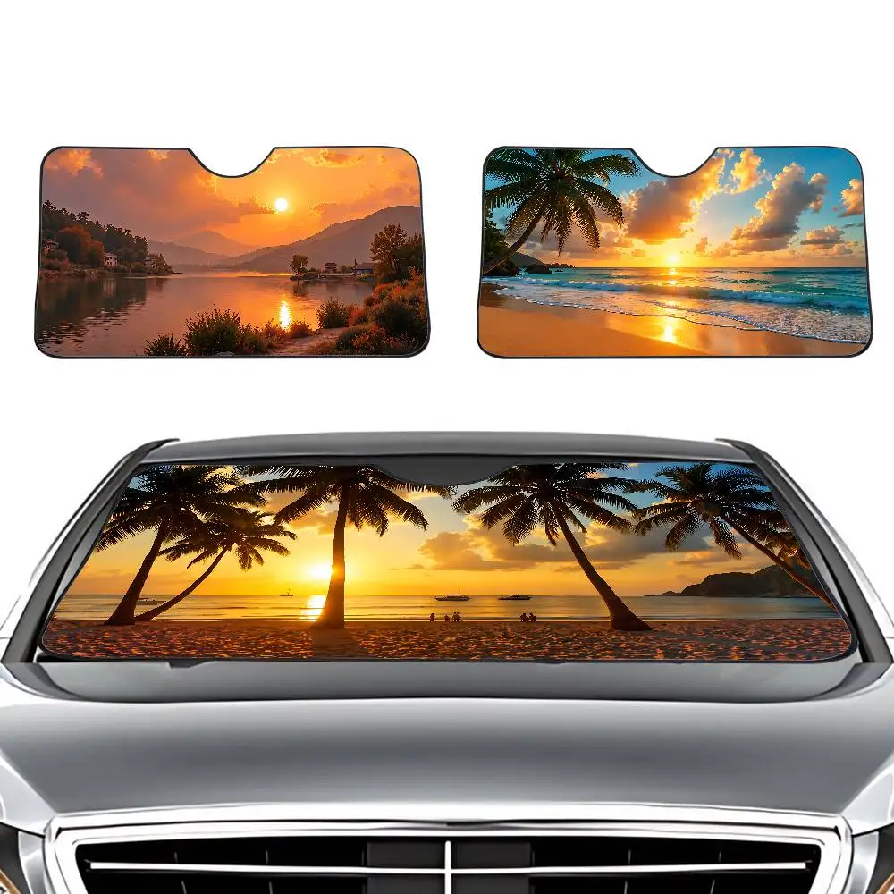 Sunset Serenity Car SunShade Windshield Funny Sun Shade Foldable UV Ray Sun Visor Protector Sunshade For Front Window