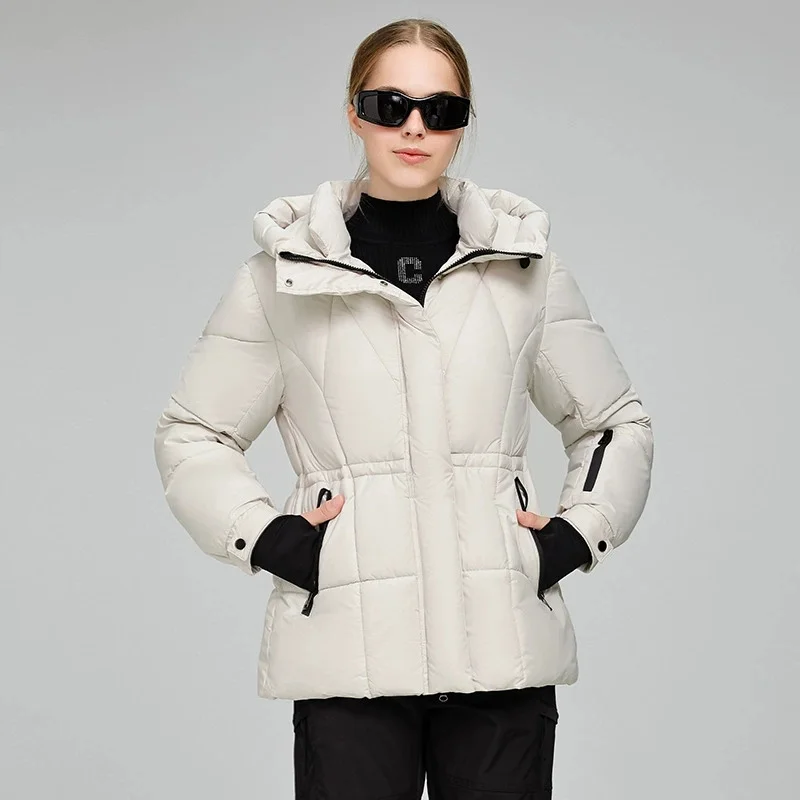 2025 deportes al aire libre chaqueta acolchada de algodón de invierno para mujer Parkas con capucha abrigos a prueba de viento espesar cálido prendas de vestir exteriores delgadas abrigos casuales