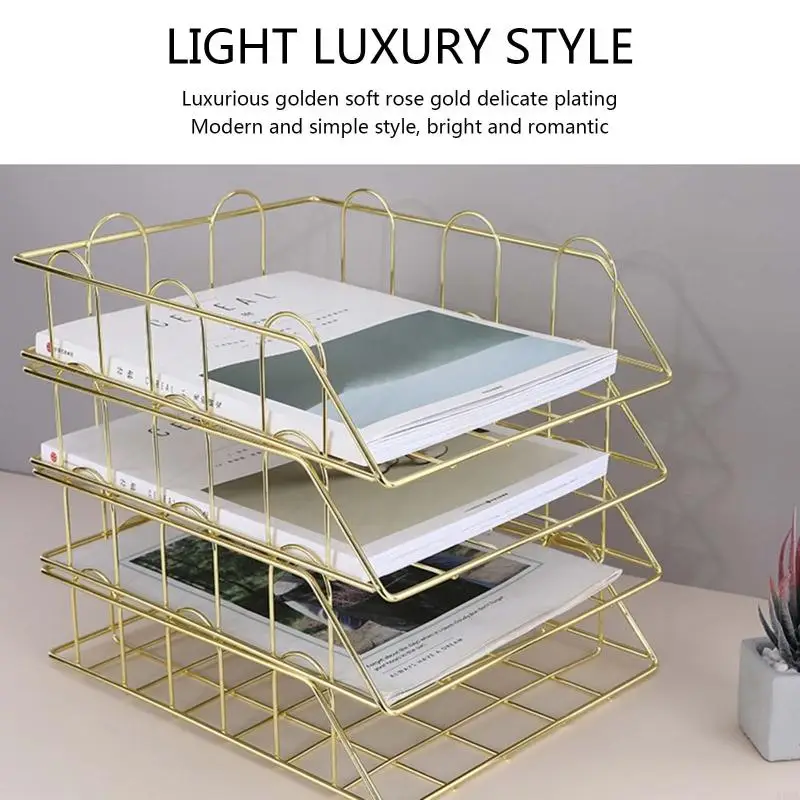 PXPA Simple Trending Office Desk Supplies Desktop File File File Trank Trend Trend Rose Gold Golden