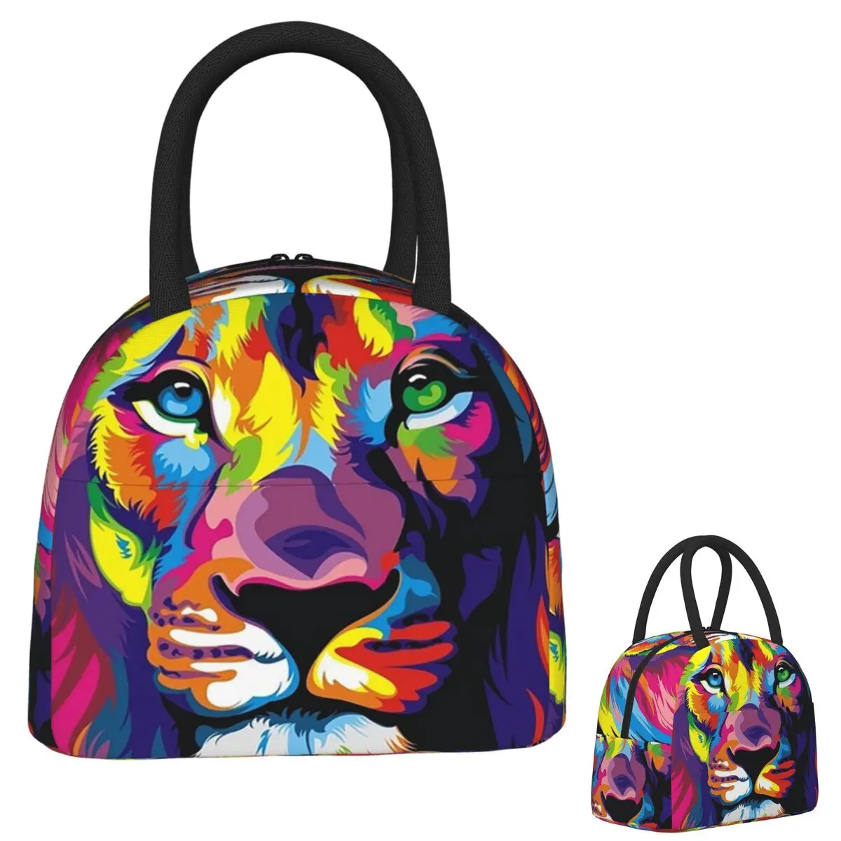 

Banksy Rainbow Lion Graffiti Pop Art Painting Lunch Bags Insulated Bento Box Portable Lunch TotePicnic Bag Cooler Bag for Woman