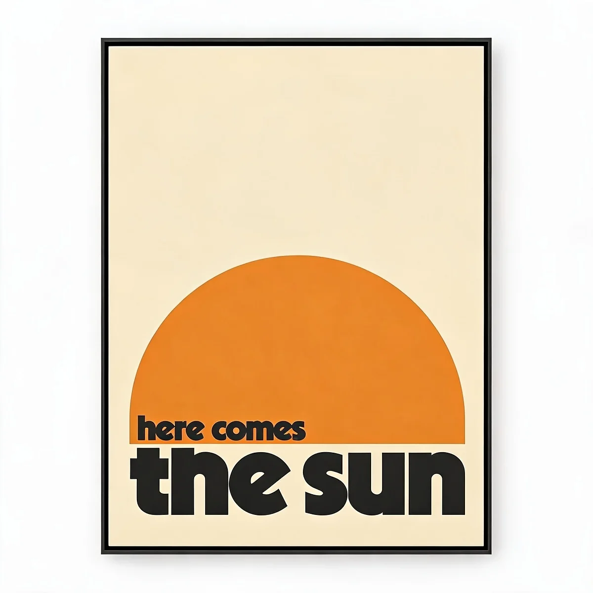 2D Flat, Posters And Prints Boho Retro Sunshine Canvas Wall Decor, Here Comes The Sun Vintage Orange Graphic Art Print, Flat