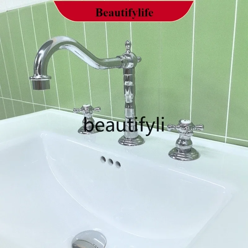 A17 B185 European column basin, retro large-size wash basin, three-hole extra-large column basin