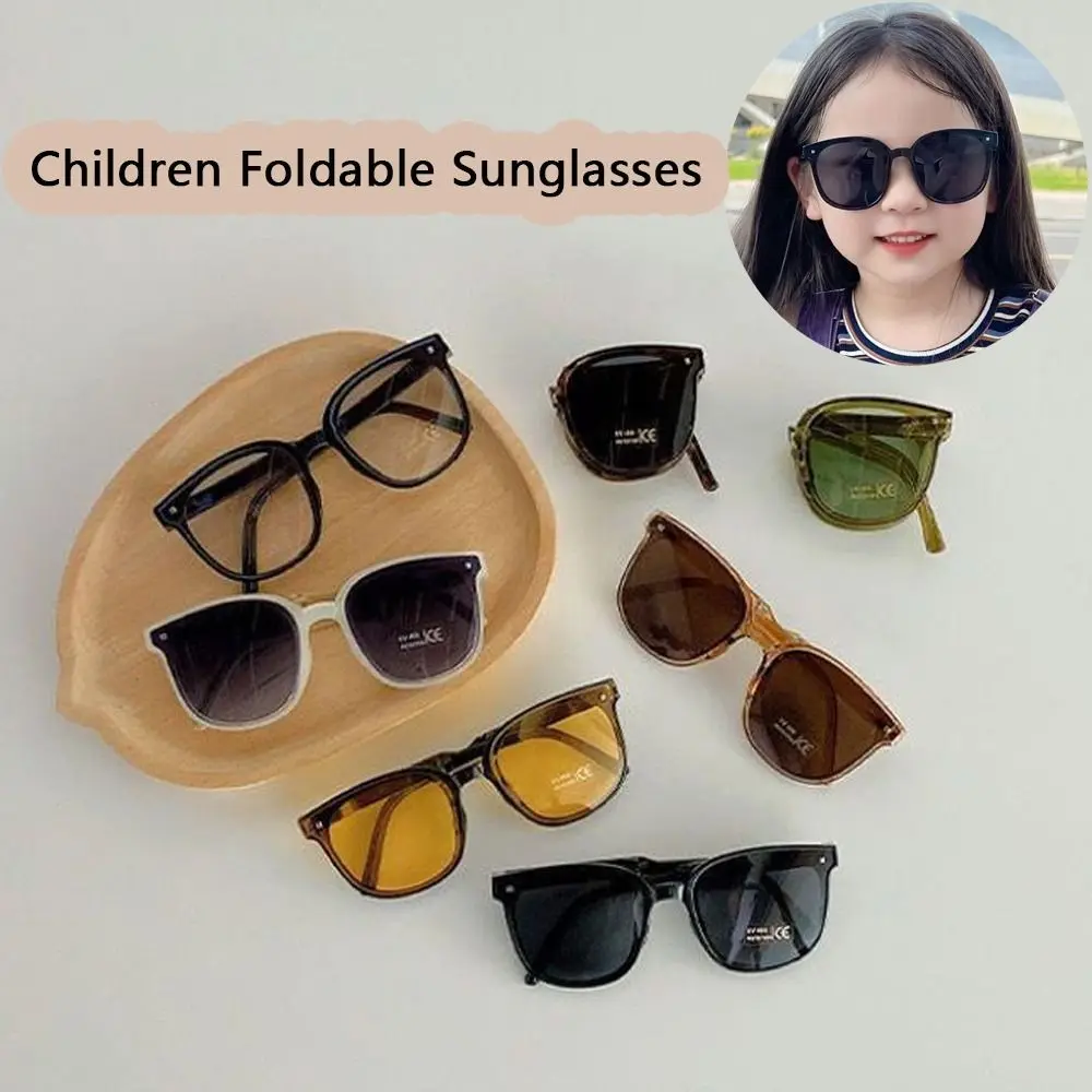 Punk Foldable Kids Sunglasses Black Shades Anti-Reflective Children Sunglasses Anti-UV Travel Accessories Eyewear