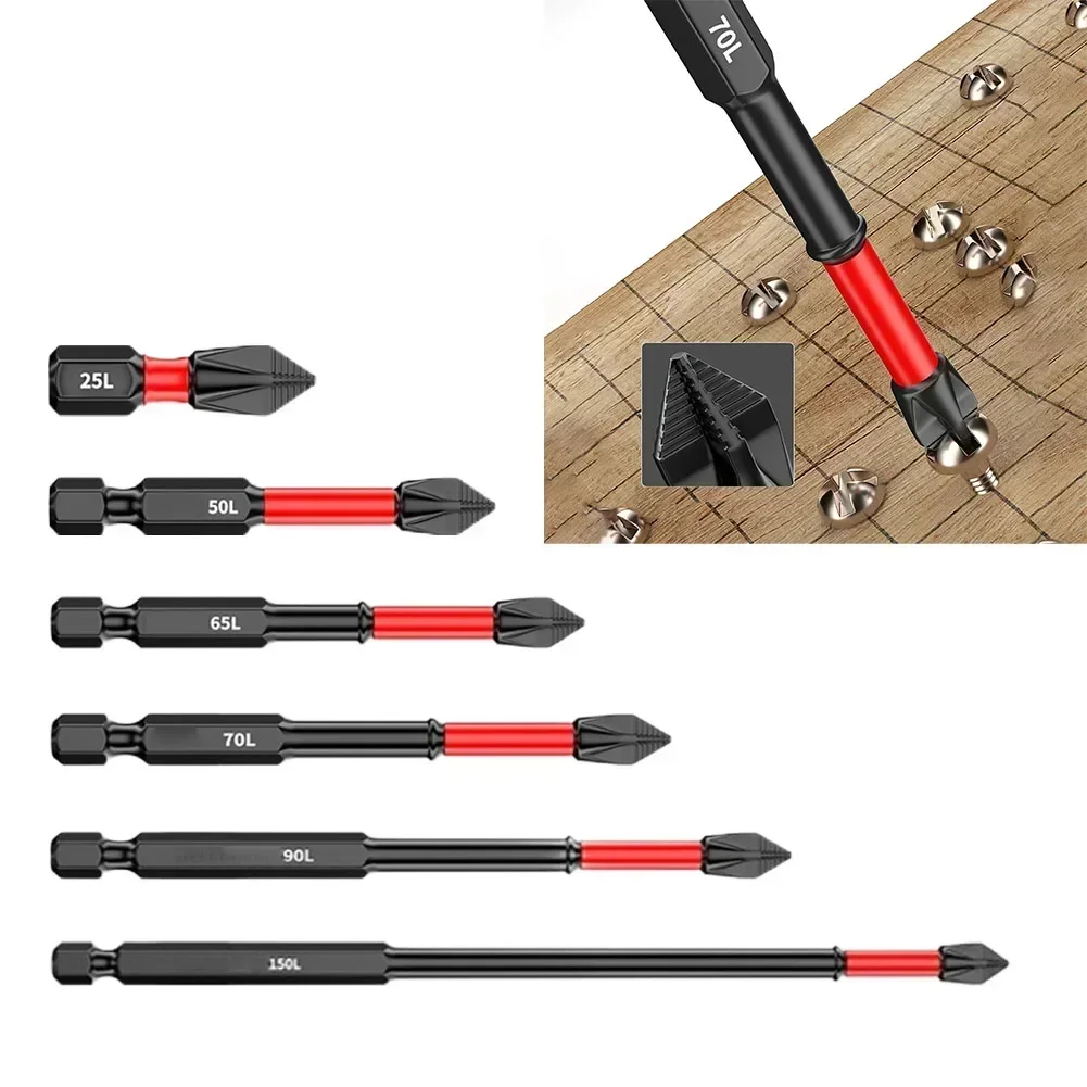 1pc 25-150mm Non-Slip Magnetic For Cross Screwdriver PH2 Magnetic Batch Head For Cross Screwdriver High Hardness For Impact Bits