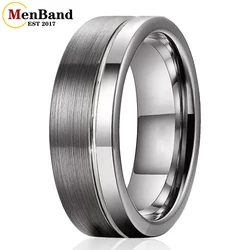 6Mm 8Mm Womens Mens Wedding Band Tungsten Carbide Ringen Offset Groef Gepolijst Geborsteld Afwerking Comfort Fit