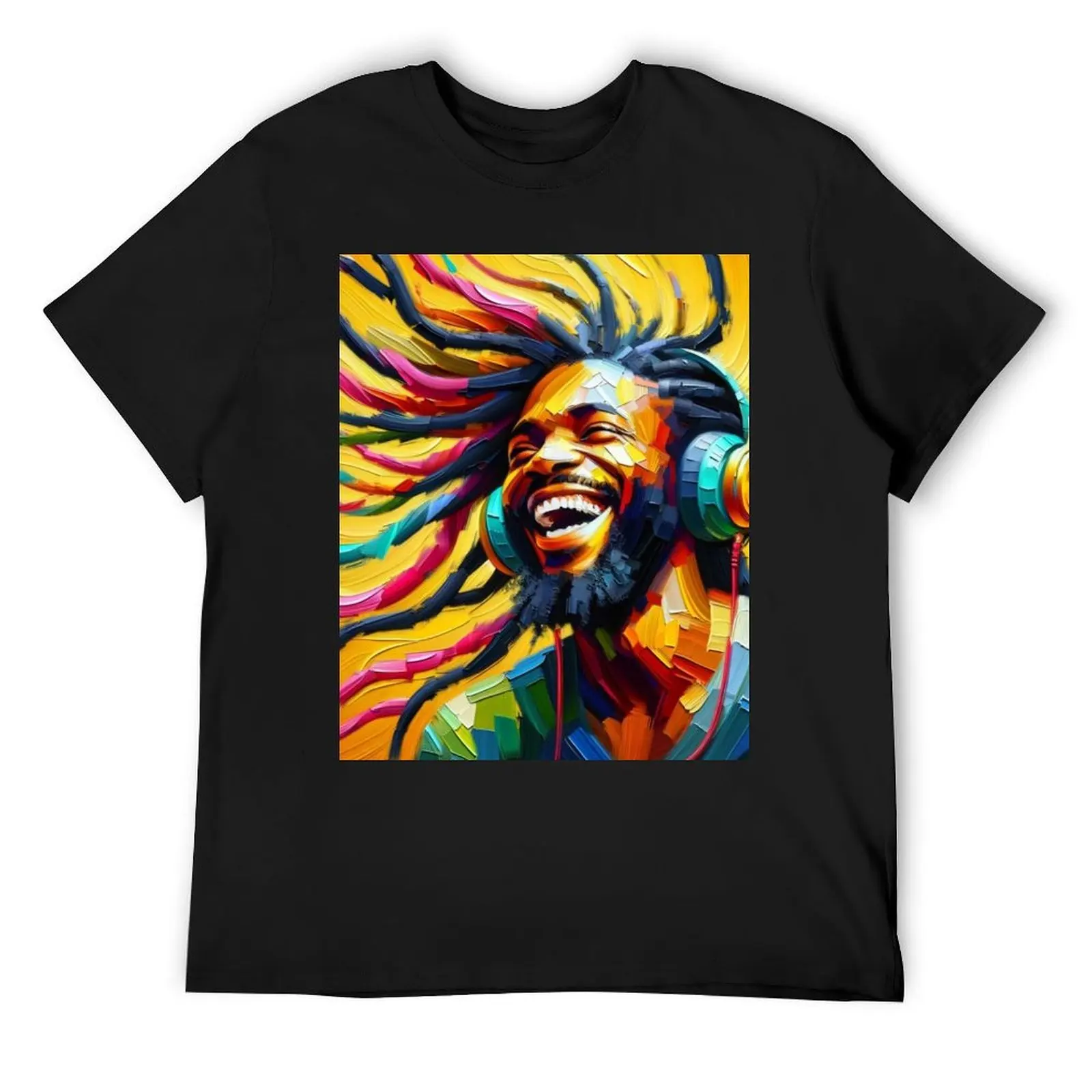 

Sunshine Dreadlocked Black King with Headphones T-Shirt oversize t-shirts man custom t-shirts clothes mens designer clothes