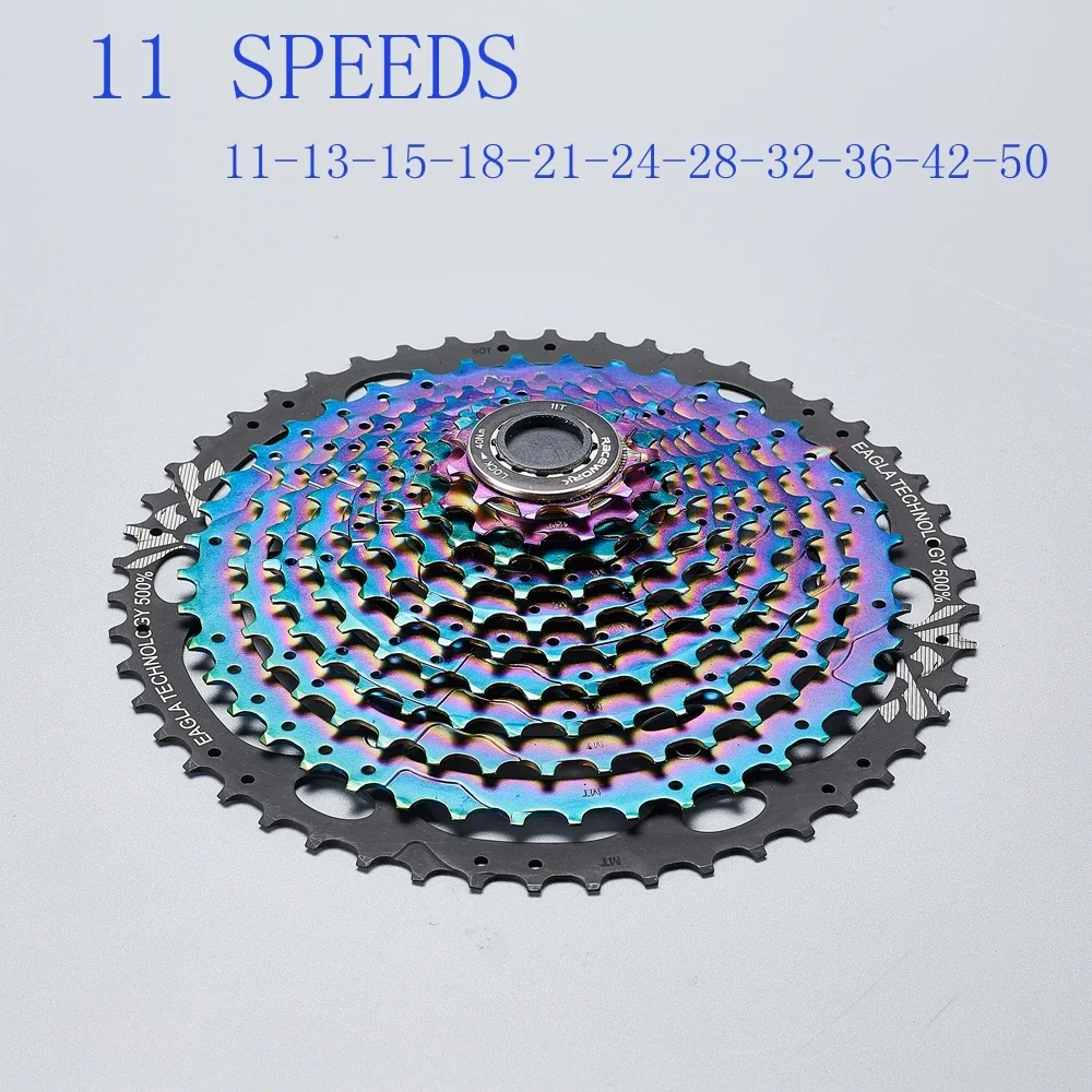 MTB 11 Speed Cassette 11-50T 11s Cassette Rainbow Full steel Durable Ultralight 11S Cassette 50T k7 Freewheel For Shimano Sram