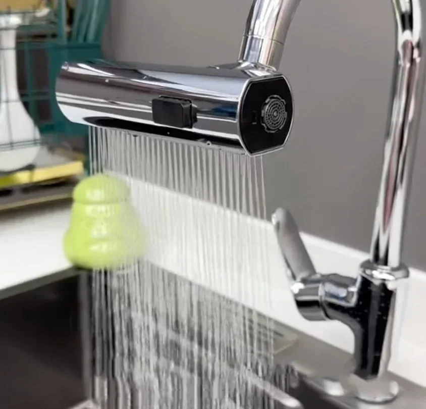 Kitchen Faucet Waterfall Sprayer Head Splash Proof Device Universal Rotation Aerator Booster Extension Faucet Universal Joint