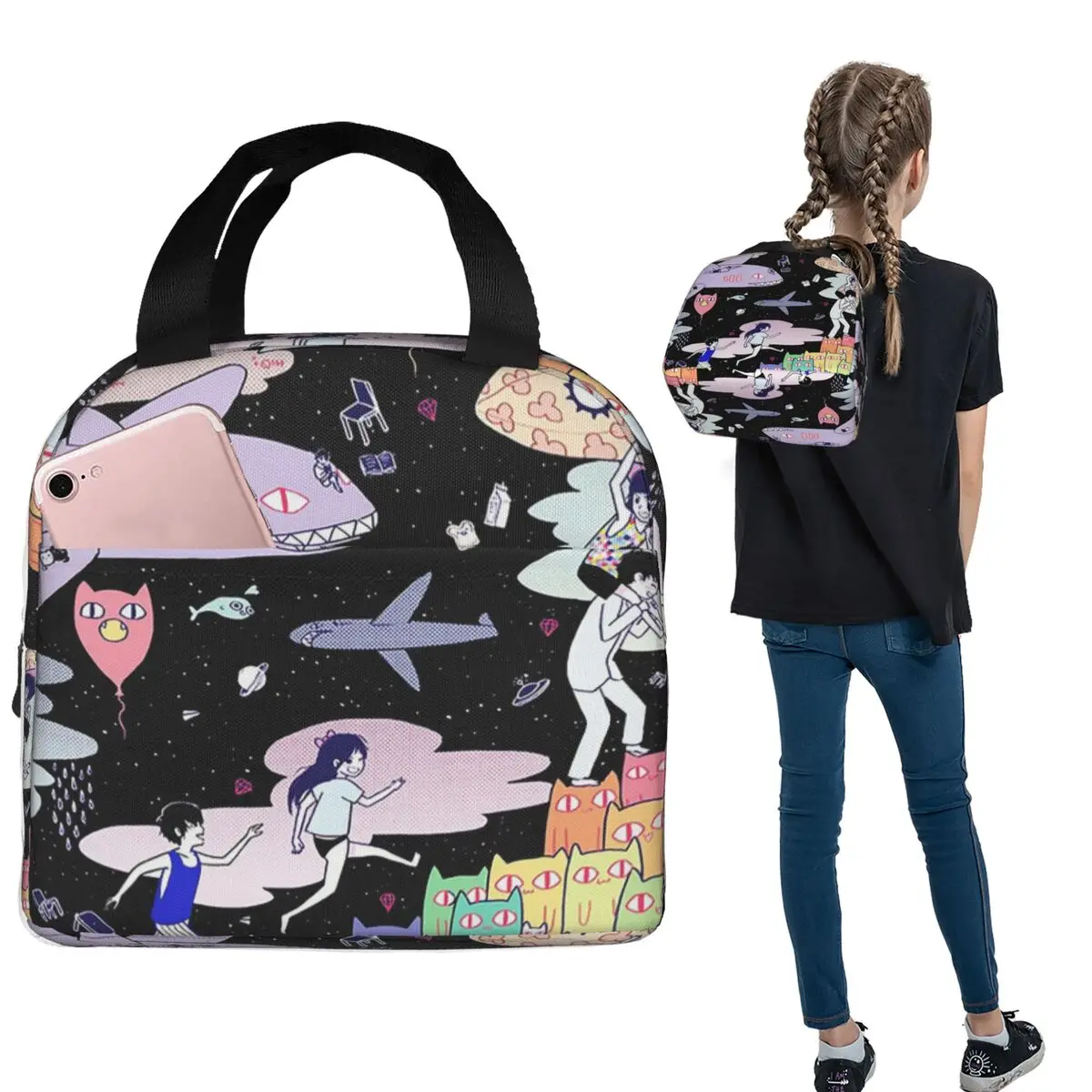 Omori Insulated Lunch Bag for Women Children Portable Food Boxes Thermal Lunch Box Tote