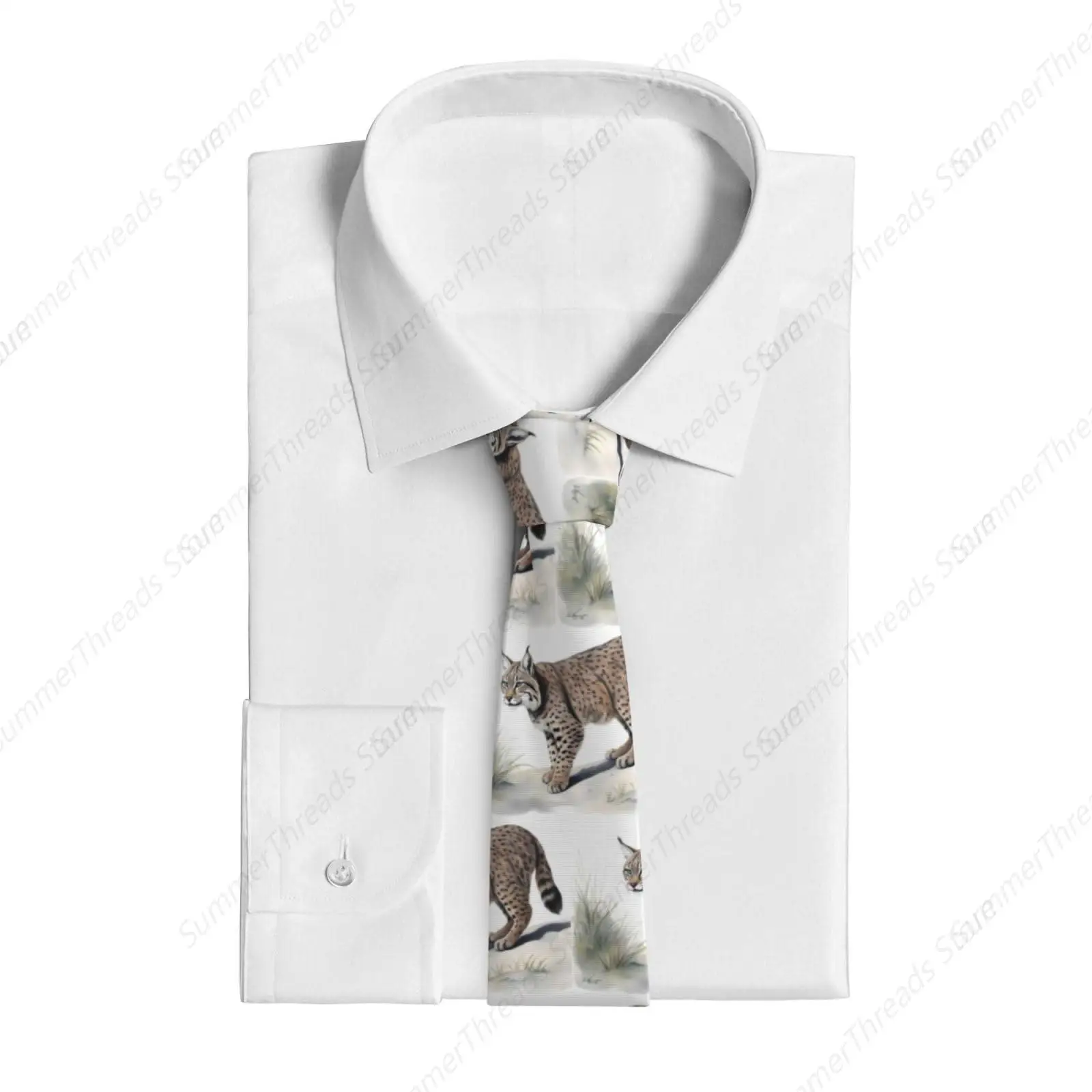 Wild bobcat Printed's Necktie - Fashion cetak sutra Tie untuk bisnis, kehidupan sehari-hari, bekerja, pesta