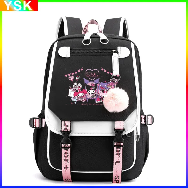 Sanrio Kuromi Schoolbag Junior High School Female Korean Version Large-capacity Casual Backpack Primary School Students Backpack