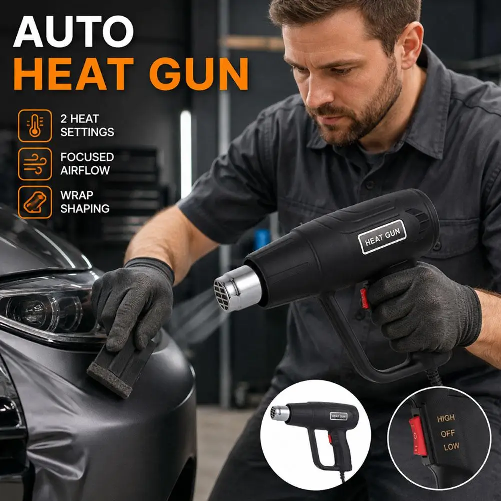 2000W Electric Heat Gun For Car Wrap Vinyl Film Shrink Thermal Blower Industrial Hot Air Gun Auto Detailing Power Tools