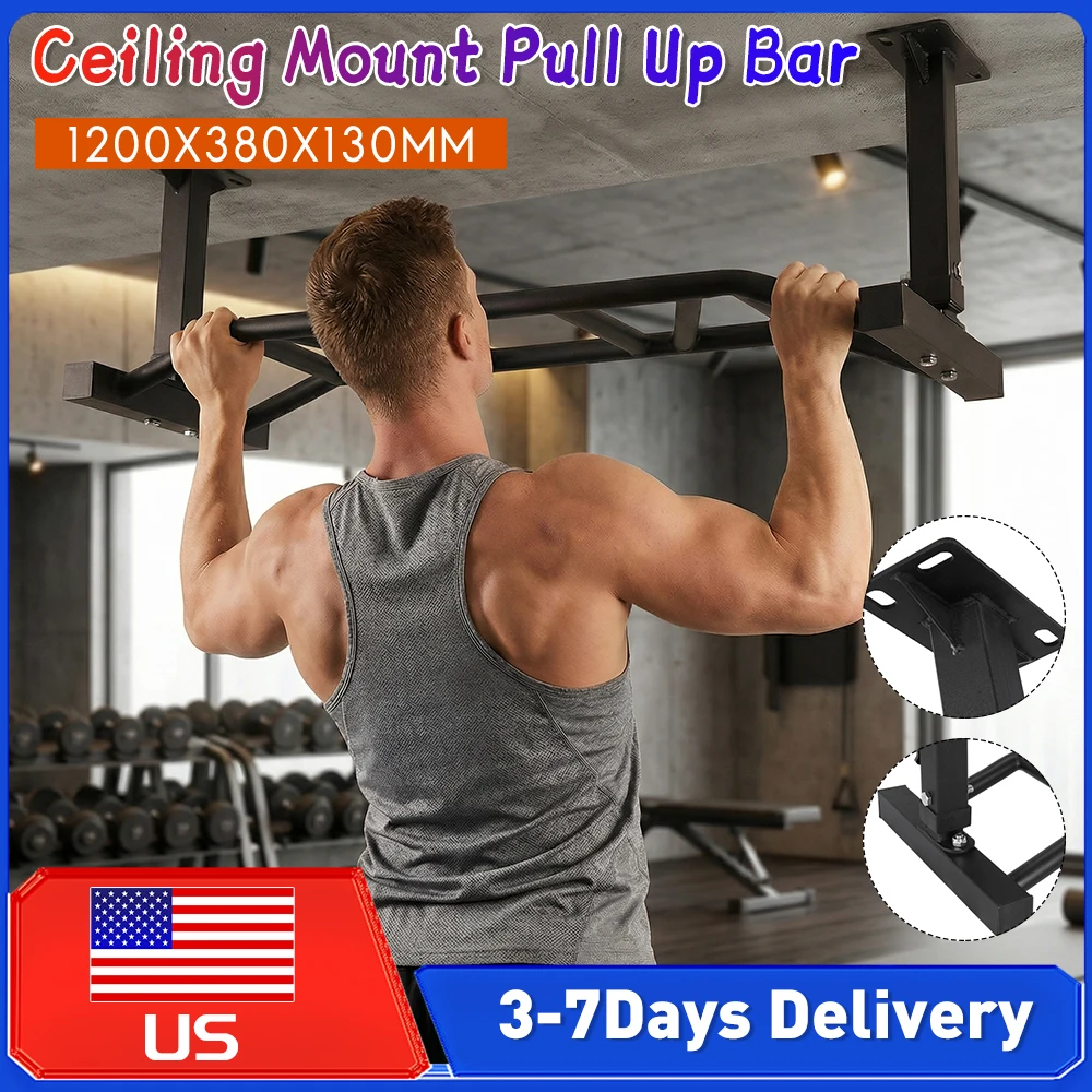 

47-дюймовый потолочный турник с регулируемой высотой и нагрузкой до 600 фунтов, усиленный, с различными вариантами захвата, для домашнего спортзала