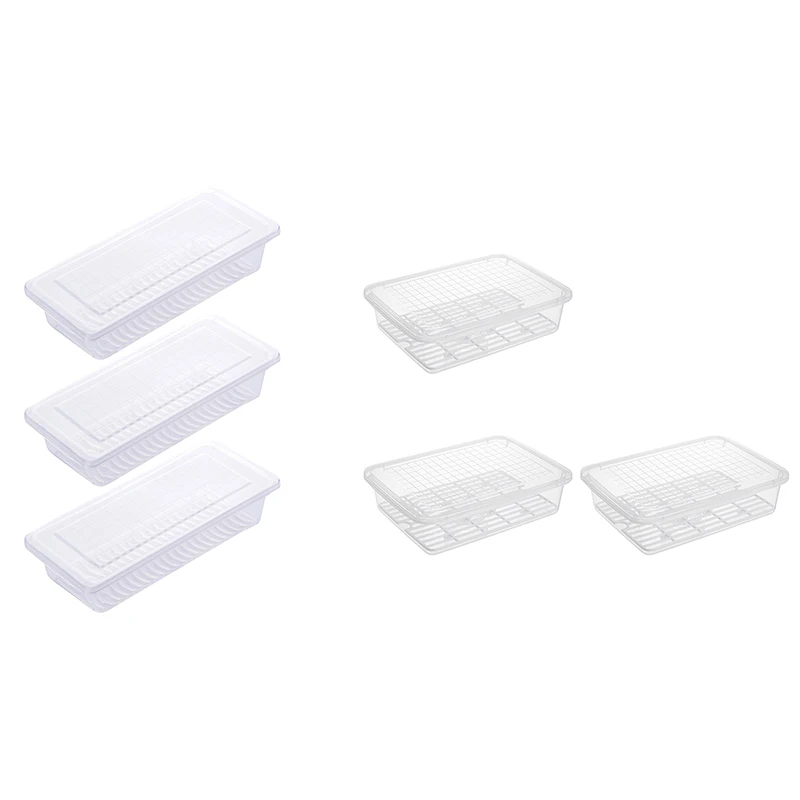 Produce Saver Storage Container For Fridge, (3-Pack) Freezer Salad Container With Removable Drain Plate, Stackable