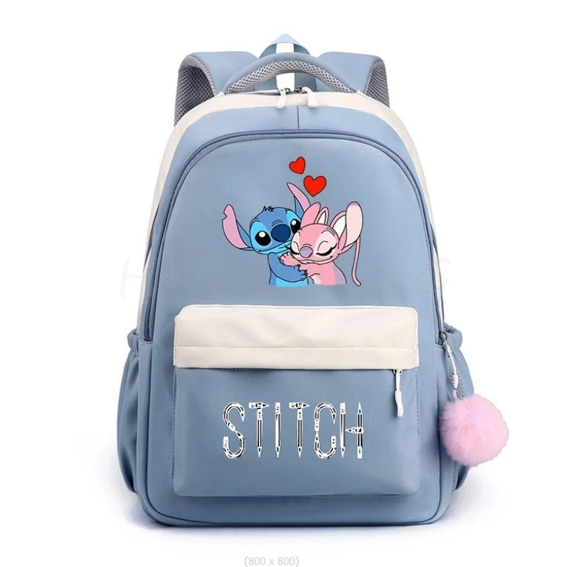 Fashion MINISO Disney Stitch Cute Cartoon Backpack Teenager Kids Fashion Female Student School Bag Waterproof Knapsack Mochila