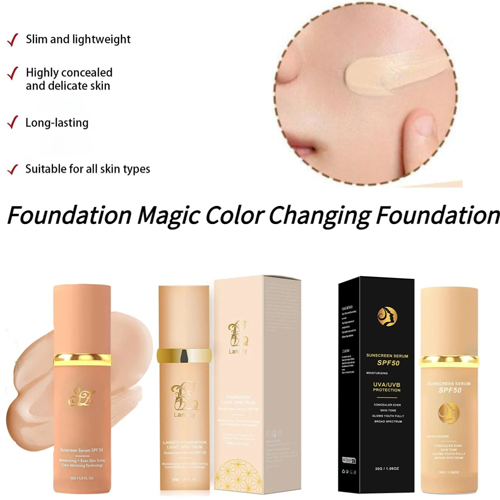 4-in-1 Foundation Magic Color Changing Foundation Liquid Soft Matte Long Lasting Hydrating Makeup Base maquiagem Spf 50++