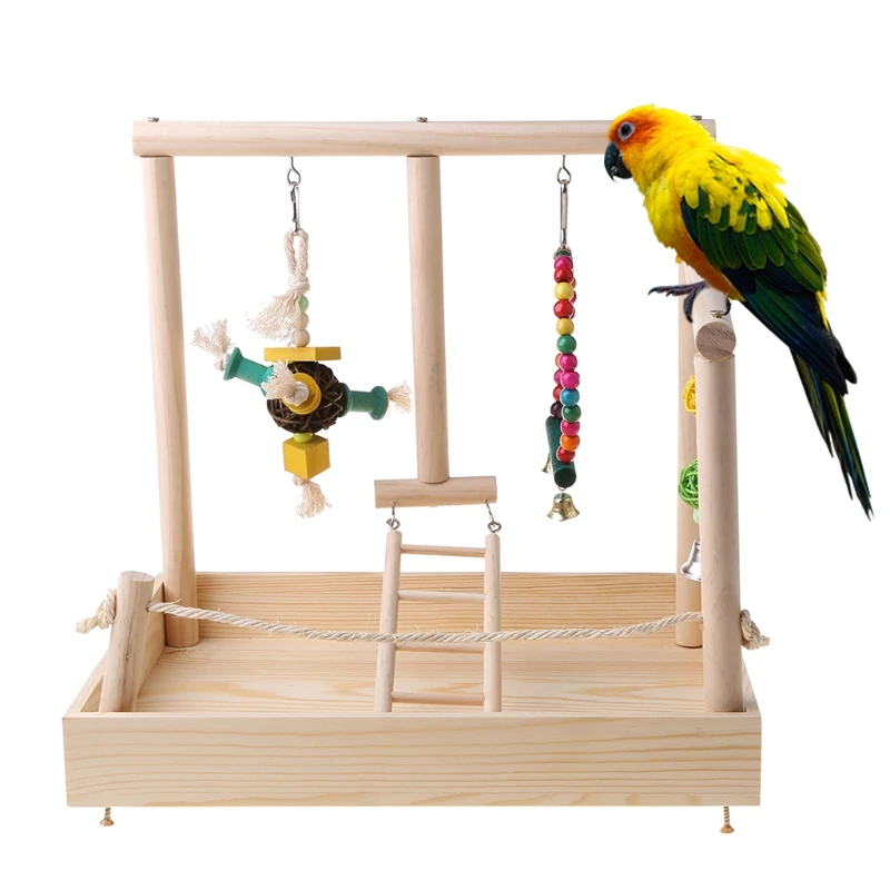 2022 New Parrot Swing Climbing Ladder Desktop Stand Wooden Playground Training Perch Toy