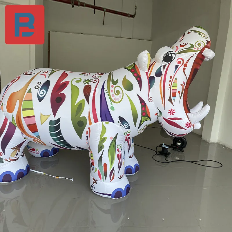 Inflatable totem hippopotamus model dai ethnic style Thai travel drainage celebration mall bar concert stage decoration