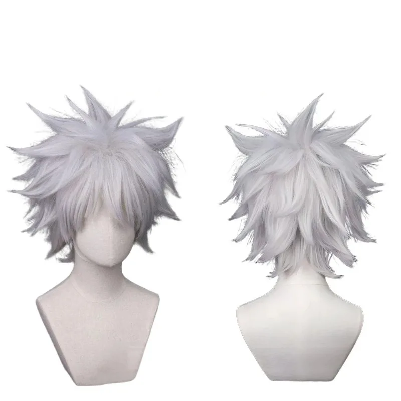 Short Chestnut‑Brown Layered Synthetic Cosplay Wig, Heat‑Resistant Hair for Anime Theme Halloween Costume, Unisex