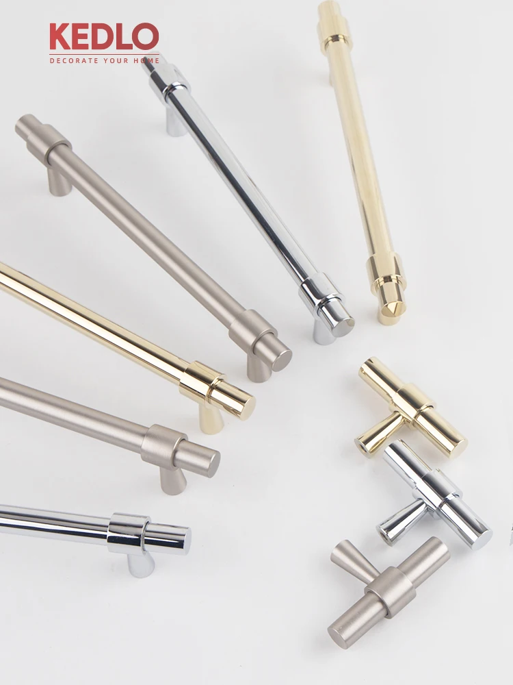 KEDLO Europäischer Stil Luxuriöser Massiver Messinggriff mit Gebürstetem Nickel für Küchenschubladen, Glänzend Silberner Langer Griff – Detail 12