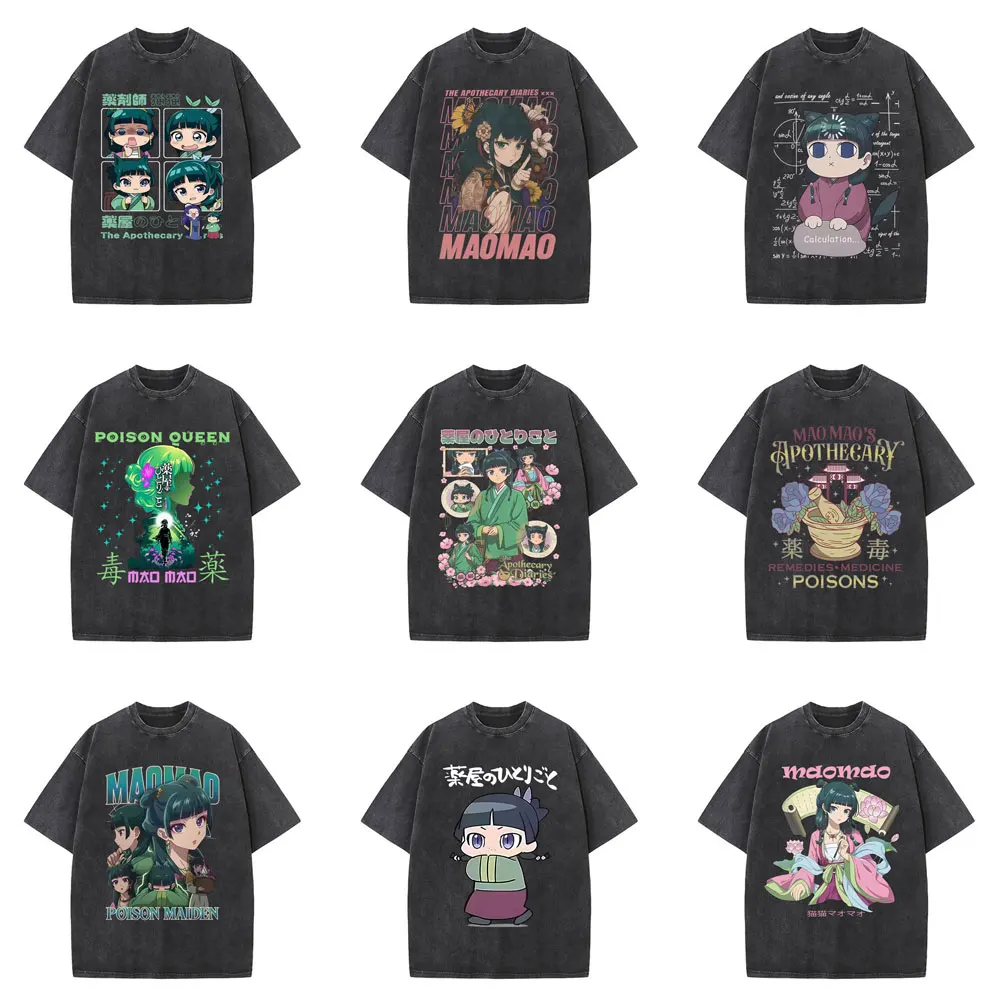 

Washed Vintage Anime The Apothecary Diaries Maomao T Shirt Men Women Casual Oversized T Shirts Unisex Kawaii Cute Funny T-shirts