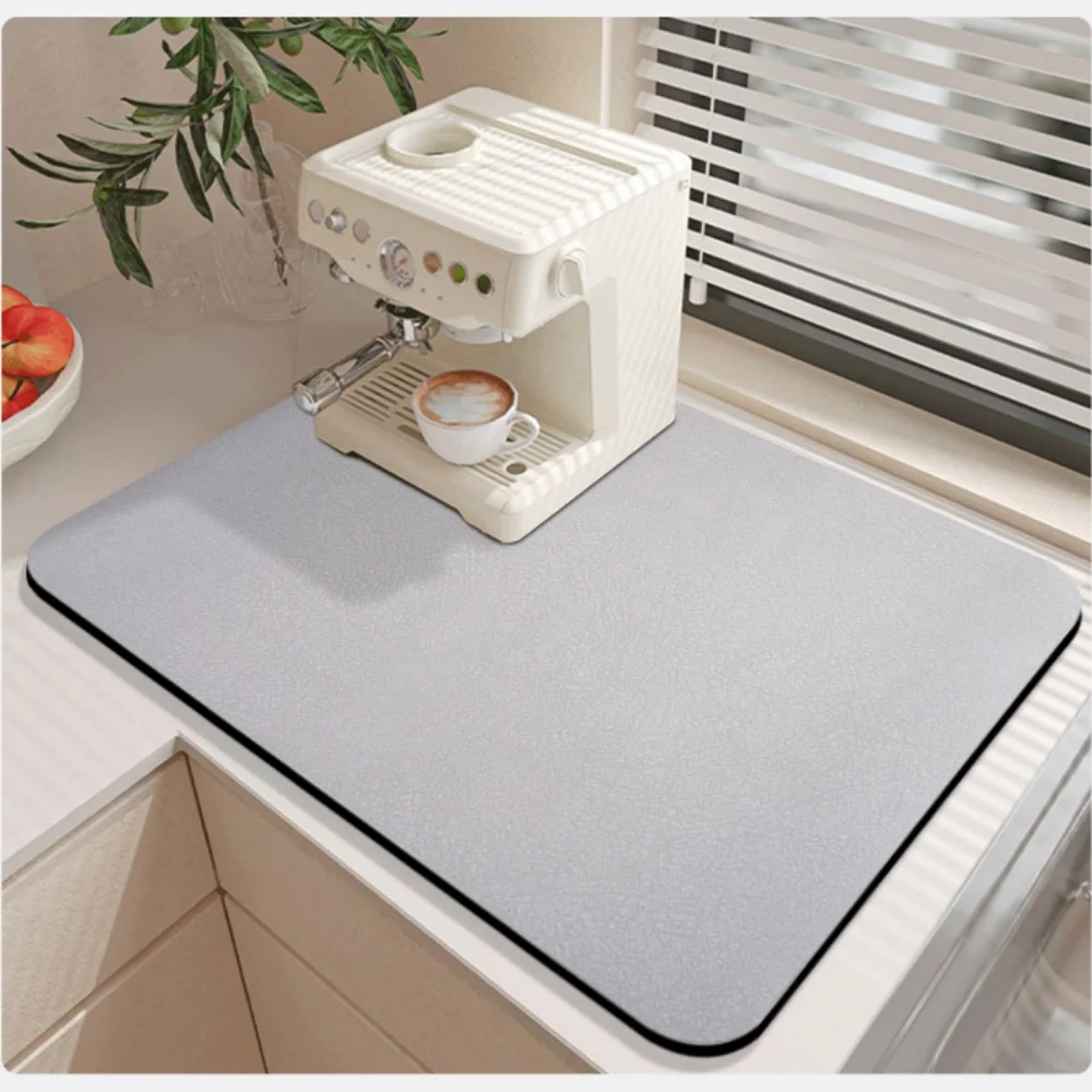 

Dish Drying Mat Super Absorbent Hide Stain Rubber Backed Kitchen Countertop Dinnerware Tableware Under Coffee Bar Pot Cup Mat