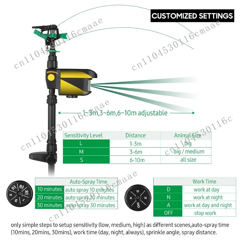 Three Time Modes, Adjustable Spray Angle and Distance, Solar Energy Movement Activate Spray, Suitable for Garden F