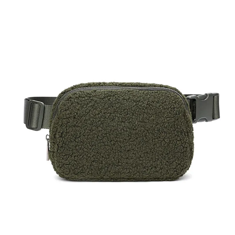 High Quality Autumn Winter Purse Sherpa Fleece Fur Furry Fuzzy Plush Fanny Pack Belt Waist Bags With Pockets For Women