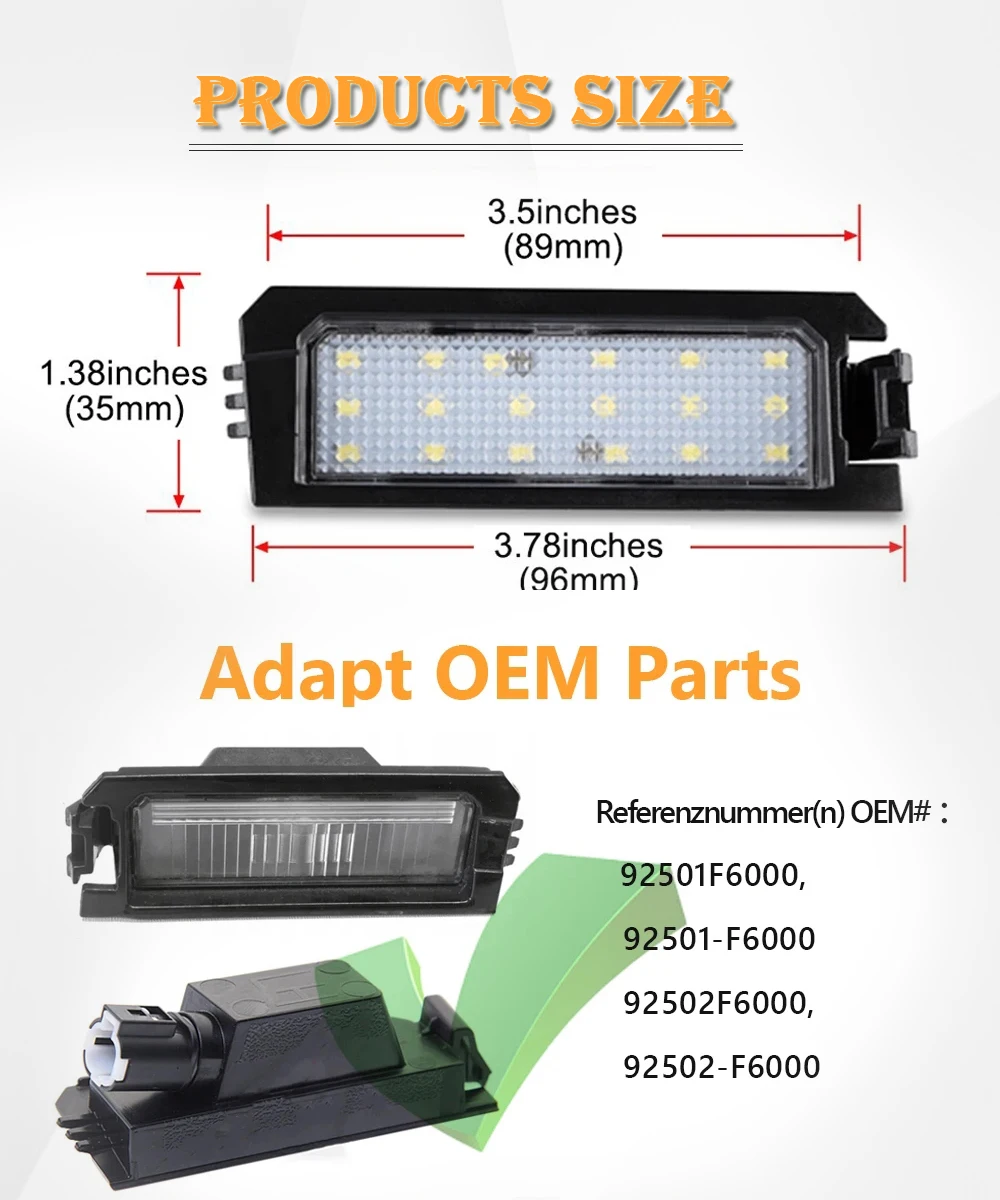 18SMD Canbus LED Reverse License Plate Lights For KIA PRO Ceed Ceed MK2 JD 2012-2018 Hyundai Accent I30 CW GD Car Accessories