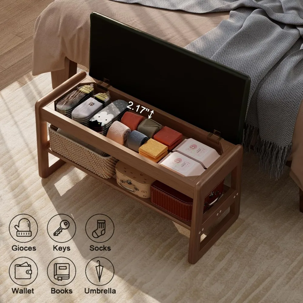 Зеленая кожаная мягкая двухъярусная полка для обуви с откидной крышкой для хранения вещей для прихожей и прихожей (31,5 дюйма)