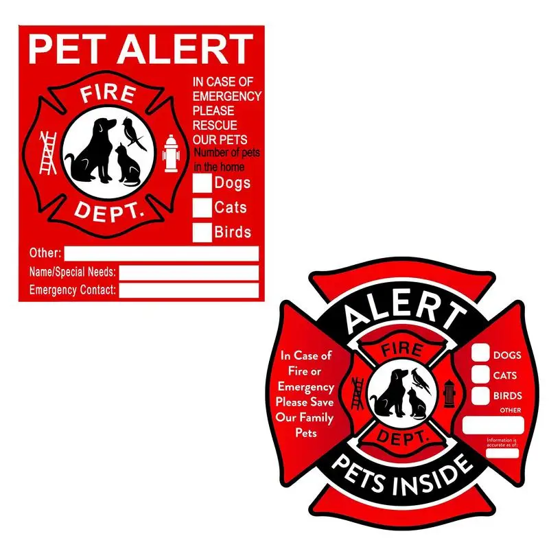 Pet Inside Sticker Save Our Pets Finder Window Stickers No Adhesive Pet Alert Safety Fire Rescue Sticker UV Fade Resistant Decal