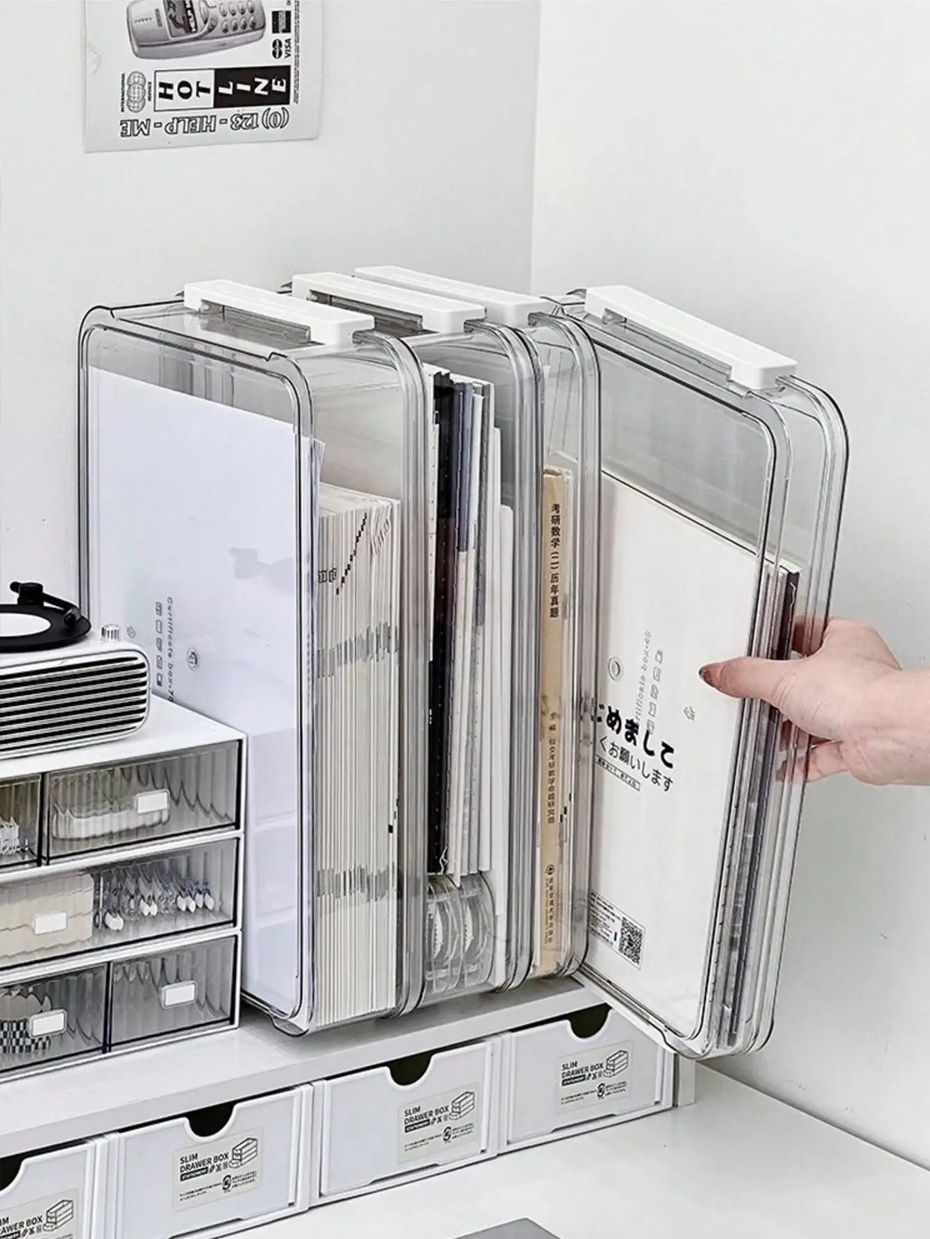 1pc Transparent Waterproof And Dustproof Document Storage Box, Multifunctional Household File Organizer, Space-Saving Desktop Organizer For Important Documents, Certificates, Papers, Business Licenses, Suitable For Home, Office, Bedroom, Study Room
